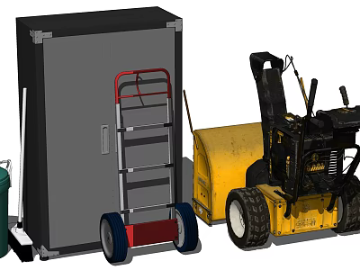 Industrial Equipment With Mobile Storage Cabinet Industrial Ladder And Yellow Heavy Machinery 3d model