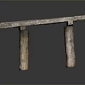 Rustic Handmade Wooden Shelf With Natural Planks And Sturdy Wood Legs Design