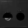 Modern Pendant Lights With Transparent Glass Shade Golden Metal Ring And Ribbed Sphere