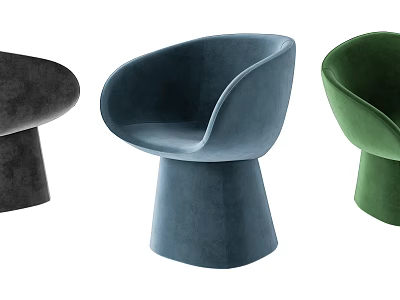 Modern Curved Single Sofa With Velvet Upholstery Multiple Colors And Cylindrical Base 3d model