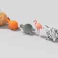 Cute Colorful Animal Dolls Collection With Flamingo Zebra Giraffe And Shapes