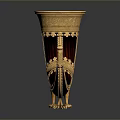 Horn Shaped Decorative Container with Gold Accents and Ornate Base for Home Decor