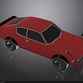 Vintage Red Two Door Sports Car With Black Roof And Shiny Wheels