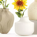 Potted Sunflower Plants In Various Ceramic Vases For Home Decoration