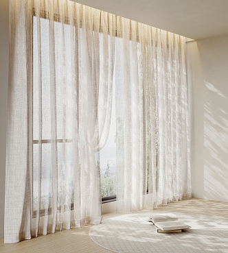 Modern Window Screen Pleated Curtain 3d model