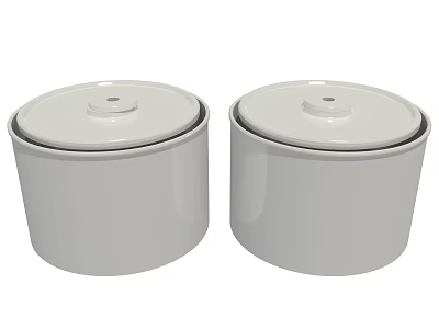Two White Household Storage Containers With Lids For Kitchen Food Storage 3d model