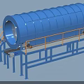Industrial Blue Drum Equipment Featuring Yellow Guardrails Staircase And Steel Frame