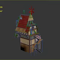 Wooden House With Red Roof Windmill Wooden Staircase And Balcony Design Structure