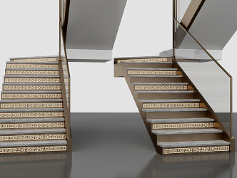 New Chinese Stairs Corner Stairs 3d model