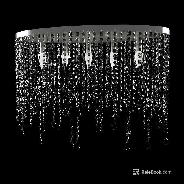 Elegant Modern Crystal Chandelier With Hanging Pendants And Silver Frame 3d model 