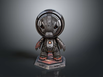 Mechanical Robot Character With Metallic Texture Round Head And Armored Body 3d model