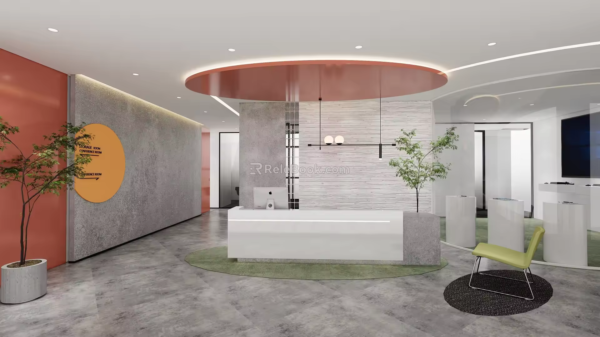 Modern Reception Office Reception Area 3d model