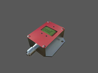 Industrial Measuring Device With Red Enclosure Digital Display 00000 Reading Metal Bracket And Connector 3d model