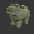 Ancient Terracotta Mythical Beast Sculpture With Fierce Facial Features And Four Legs