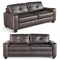 Modern Black Leather Two Seater Sofa With Comfortable Cushions And Sturdy Frame 3d model