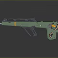 Futuristic Green And Orange Weapon Featuring Sleek Mechanical Structure And Advanced Design 3d model