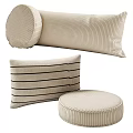 Cozy Beige Decorative Pillows Rectangular And Round With Striped Woven Textures