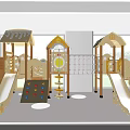 Fun Wooden Playground with Slides Climbing Walls and Playhouses for Kids