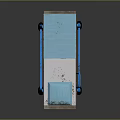 Patient Transport Trolley With Blue Frame Brown And Blue Mattress And Rolling Wheels