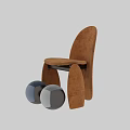 Brown Single Sofa With Curved Backrest Velvet Fabric And Unique Curved Metal Legs