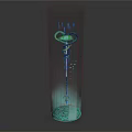 Decorative Water Fountain Sculpture With Transparent Base Spiral Metal And Water Droplets