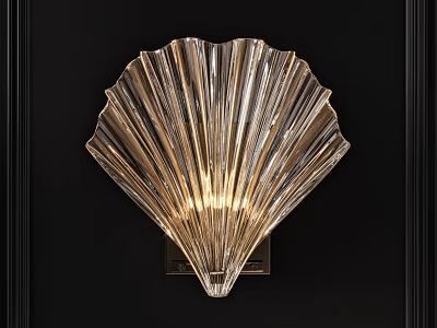 Shell Shaped Transparent Wall Sconce With Shiny Finish And Dark Background 3d model