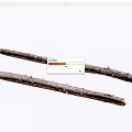 Two Natural Wooden Sticks With Bark And Small Branches On White Background