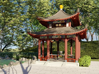 Chinese-style landscape pavilion four-legged pavilion courtyard landscape pavilion square pavilion antique pavilion demonstration area landscape pavilion 3d model