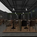 Modern Hot Pot Restaurant Interior With Green Wall Wooden Decor And Bull Sculpture