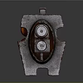 Sci Fi Weapon Device 3D Render With Metallic Frame Orange Coils Handle Grip And Pipes