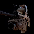 Tan Tactical Rifle Featuring Optical Scope And Modern Rail System Design