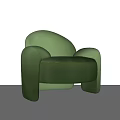 Elegant Plush Green Velvet Single Sofa with Curved Arms and Modern Design