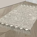 Gray Shaggy Square Rug With Pom Pom Trim On Wooden Floor In Light Room