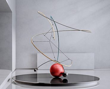 Modern art installation pendulum 3d model