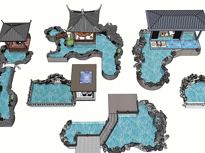 Classic Chinese Garden Landscape Design With Pavilions Ponds Rock Formations And Layouts 3d model