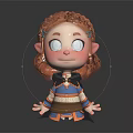 Cartoon Elf Character With Red Hair Blue Eyes And Pointed Ears In Colorful Outfit