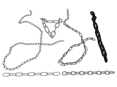 Various Metal Chains With Different Link Styles And Lengths 3d model