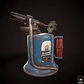 Antique Blue Weapon Blow Torch With Metal Components Red Grip And Dundee Label