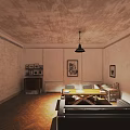 Cozy Living Dining Room Interior With Wooden Table Chairs Black Pendant Light And Wall Art