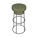 Modern Leisure Bar Stool With Round Fabric Cushion And Metal Frame