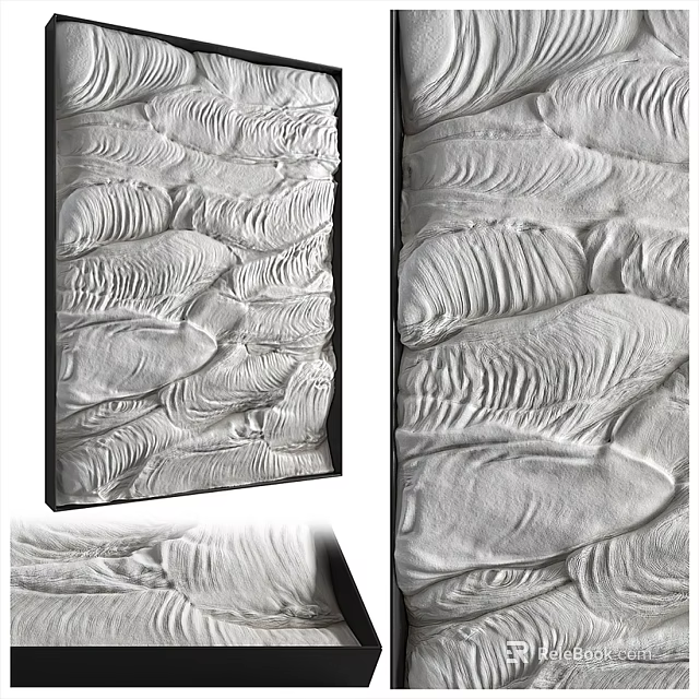 White 3D Textured Wall Panels With Wave Pattern For Interior Decor 3d model 