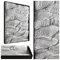 White 3D Textured Wall Panels With Wave Pattern For Interior Decor 3d model