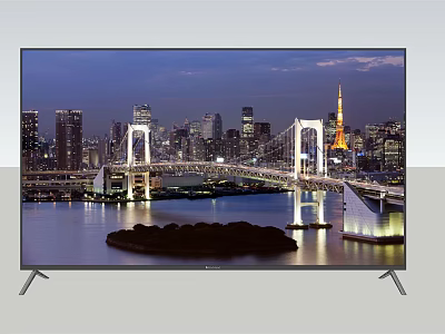 LED TV Showing Beautiful City Night View With Bridge And Tower Lights 3d model