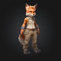 Anthropomorphic Fox 3D Character With Vest Pants And Belt Design