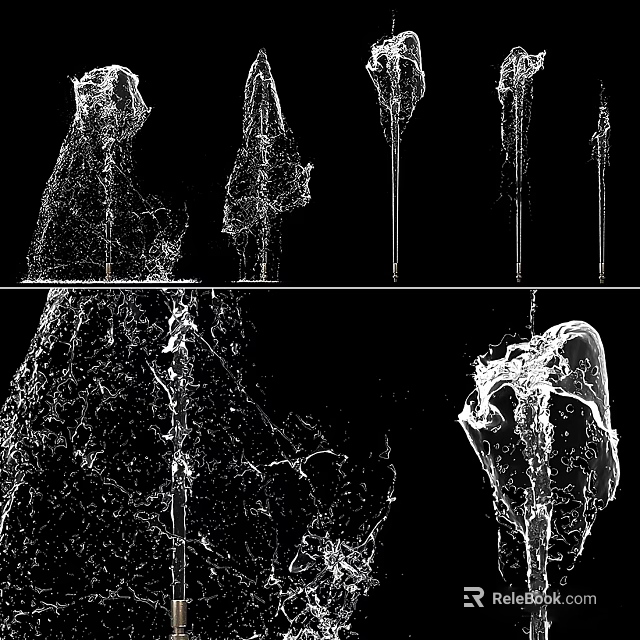 Abstract Fountain Structure With Dynamic Water Flow And Black White Design 3d model 