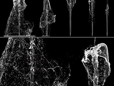 Abstract Fountain Structure With Dynamic Water Flow And Black White Design 3d model