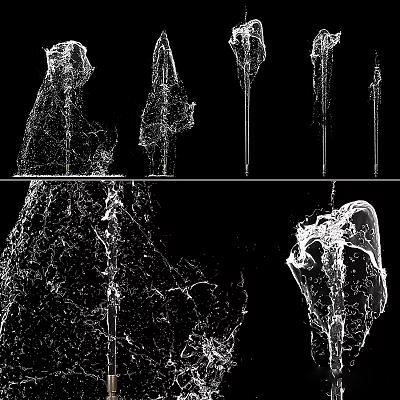 Abstract Fountain Structure With Dynamic Water Flow And Black White Design 3d model