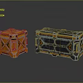 Industrial Metal Storage Crates With Orange And Blue Design And Reinforced Panels
