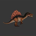 Orange and Black Spinosaurus Dinosaur 3D Model with Sailback Standing Pose 3d model