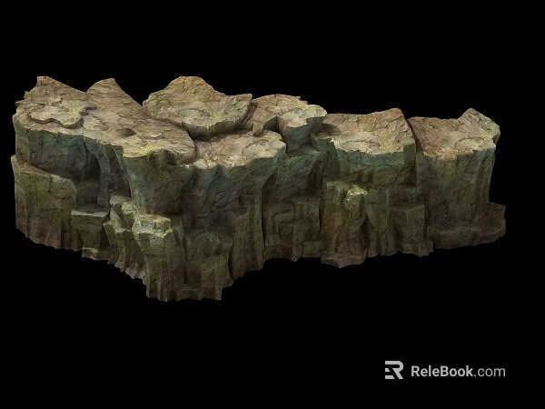 Natural Rock Formation With Rough Surface And Layered Stone Texture 3d model